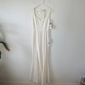 Dress the Population Monroe Side Slit Gown in Off White